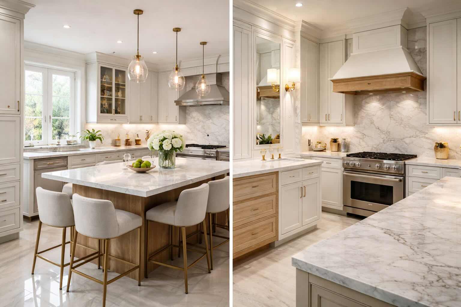 Luxury kitchen or bathroom remodel with premium materials and clean lighting